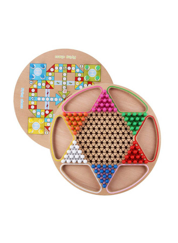 2-in-1 Chinese Checker Wooden Board Game Set, Ages 3+