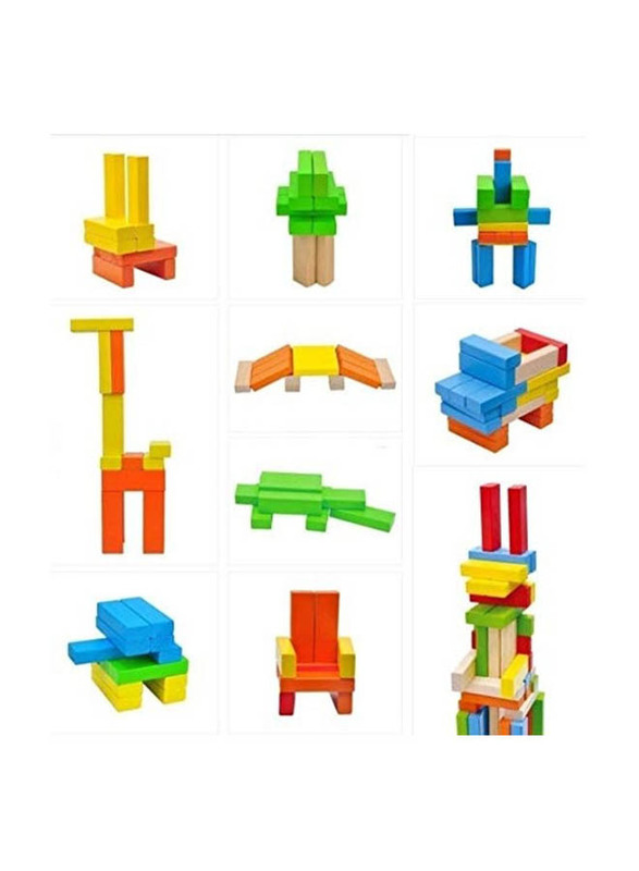 Toppling Tower Wooden Colour Blocks, 51 Pieces, Ages 3+, Multicolour