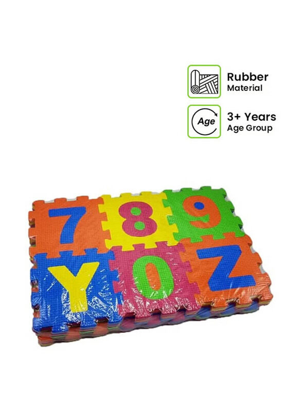 

Family Center 36-Piece Rubber Interlocking Alphabet And Numbers Reusable Floor Puzzle Eva Mat Set, Multicolour, Ages 3+
