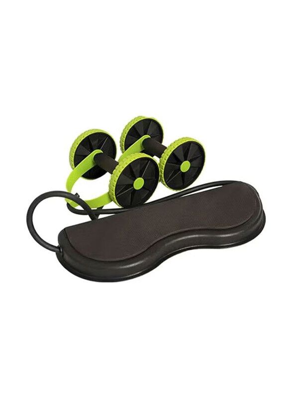 

Generic Dual Wheels Abdominal Elastic Resistance Pull Rope, Black/Green