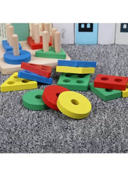 Fashionhome Column Shape Wooden Stacking Blocks, Multicolour, Ages 6+