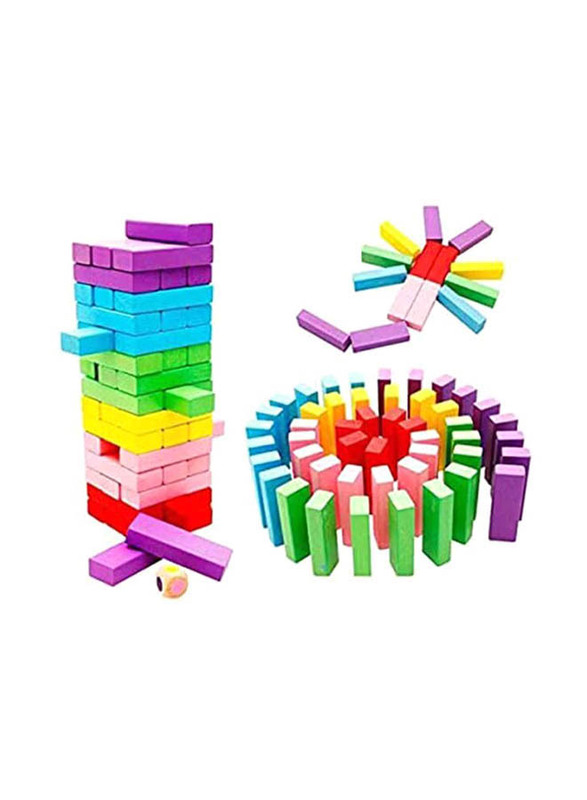 Wooden Rainbow Jenga Blocks Domino Educational Toy, MS75927B1172, Ages 4+, Multicolour