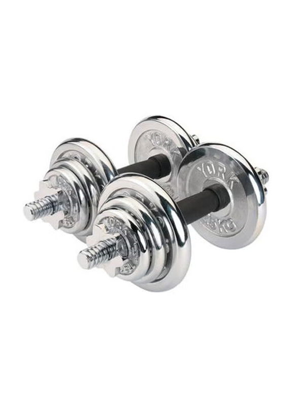 Integrated Weight Dumbbell Set, 2 x 15 KG, Black/Silver