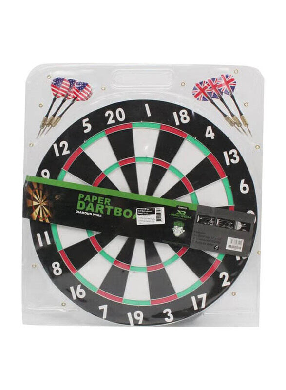 

Joerex 17-inch Dart Board Aluminum Frame with 6 Darts Set, Multicolour