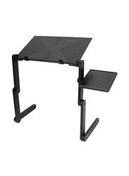 Adjustable Laptop Stand Desk with Cooling Holes and Mouse Board, Black