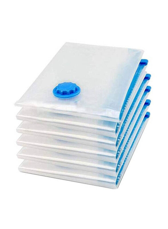 

Generic Vacuum Seal Storage Compressed Bag with Suction Pump, 6 Pieces, B07MQNPS2G, Clear/Blue