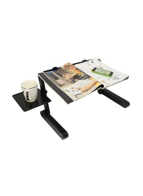 Adjustable Laptop Desk Stand with Cooling Fan Holes, Black