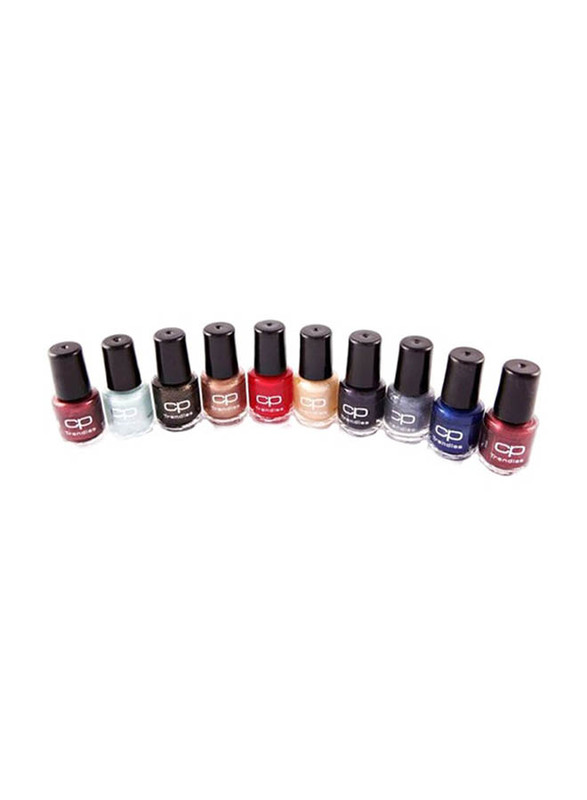 CP Trendies 10-Piece Vibrant Tips Nail Polish Set, Multicolour