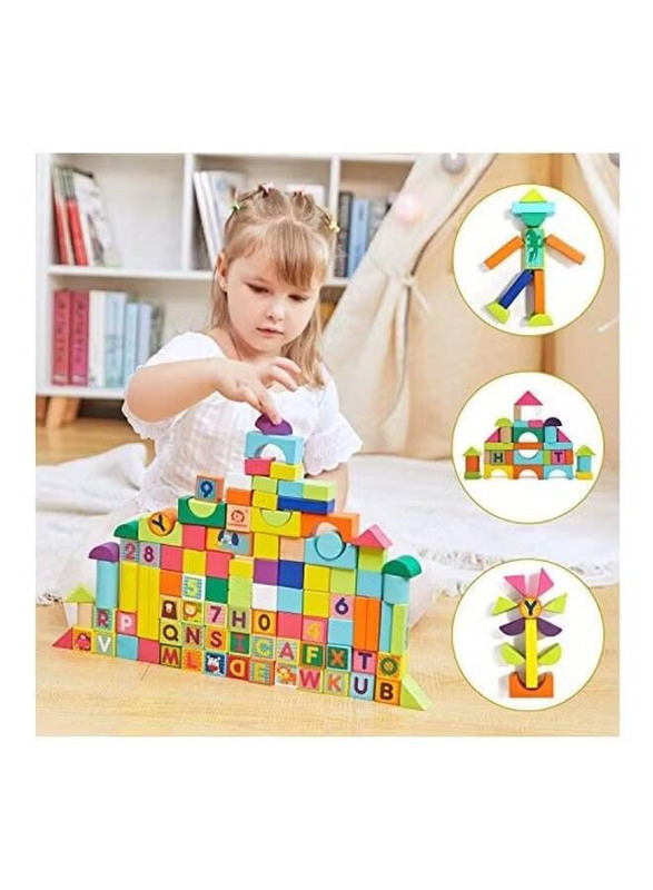 Bright Wooden Alphabet Building Block Set, 100 Pieces, Ages 3+