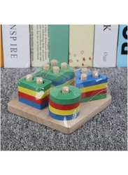 Fashionhome Column Shape Wooden Stacking Blocks, Multicolour, Ages 6+