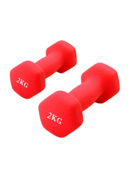 Hexagonal Dumbbell, 2 x 2 KG, Red