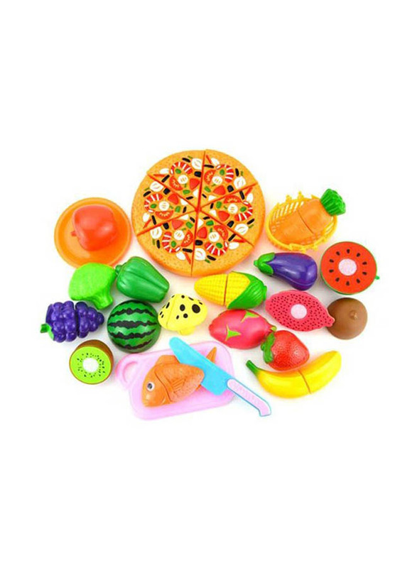 Portable Lightweight Compact Sturdy and Durable Pretend Fruit Vegetable Cutting Toy Play Set, Ages 3+, Multicolour