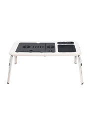 E-Stand Portable Laptop Table with Cooling Fan, White/Black