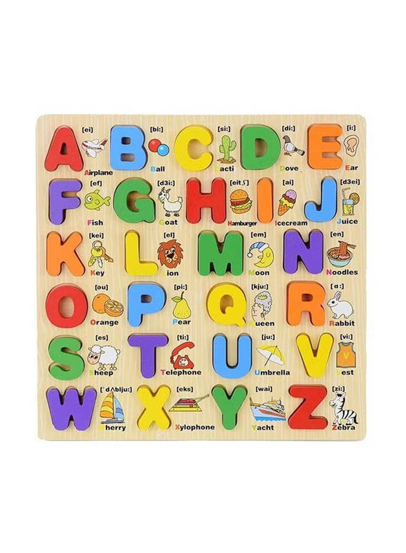 English ABC Alphabet Wooden Board Jigsaw Puzzle Letters Game Educational Toy, Ages 6+, Multicolour