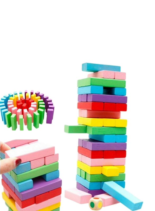 48-Piece Wooden Jenga Block Toy Set, 10 x 10 x 10cm, Ages 3+