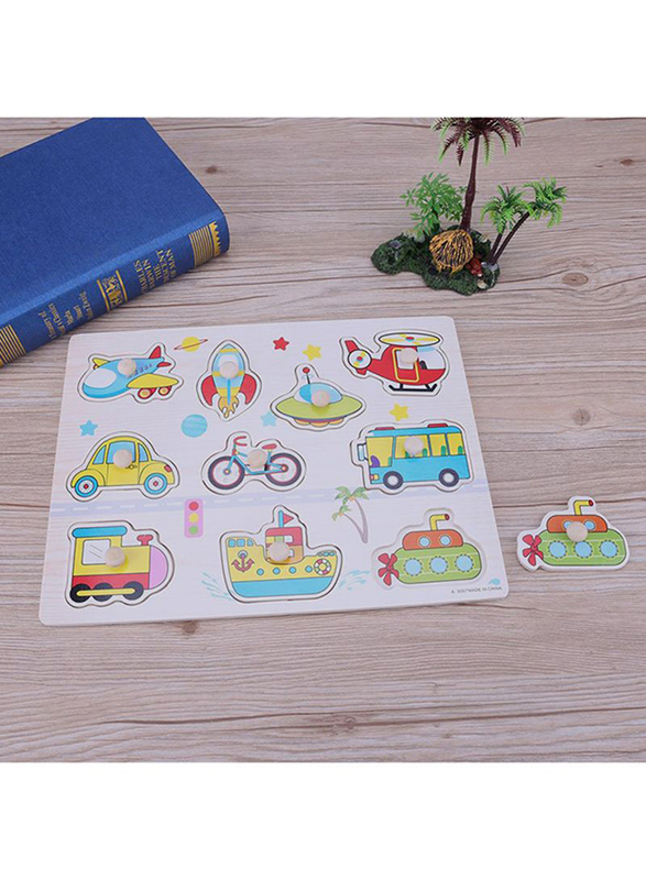 11-Piece Wooden Vehicles Cognitive Board Puzzle Toys