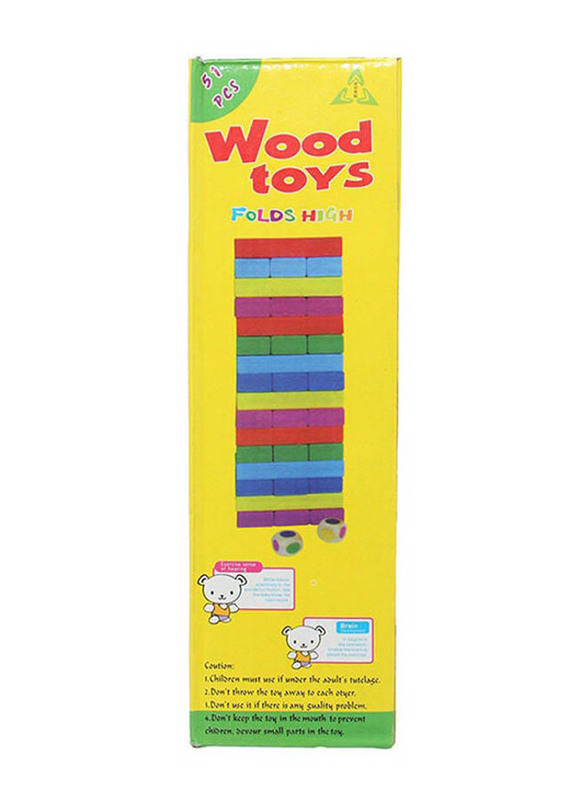 Wooden Stacking Blocks Tower Toy Set, 51 Pieces, Ages 6+