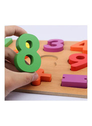 Alphabet & Numbers Wooden Educational Puzzle Board, Multicolour