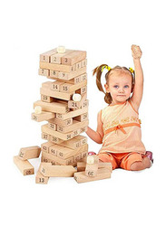 Quality Beech Wooden Tower Building Blocks Domino Jenga Game Toy, KB-852M987323, 51 Pieces, Ages 5+