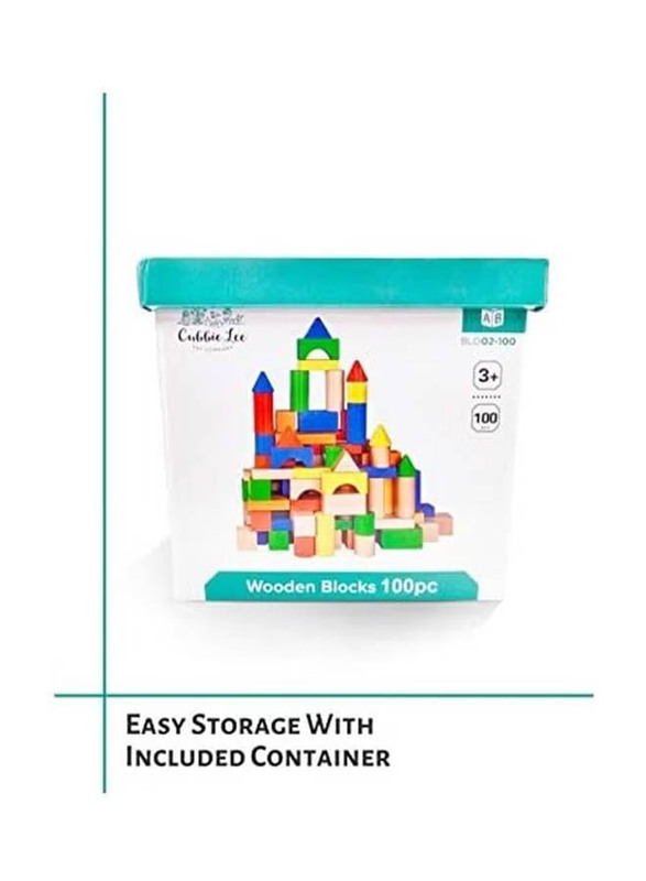 Lee Premium Wooden Building Block Set,100 Pieces, Ages 3+