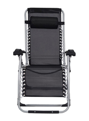 BJM Foldable Adjustable Reclining Chair, 177cm, Black