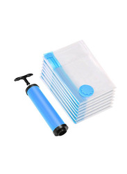 7-Piece Vacuum Storage Bag with Suction Pump, 60 x 80cm, Clear/Blue/Black