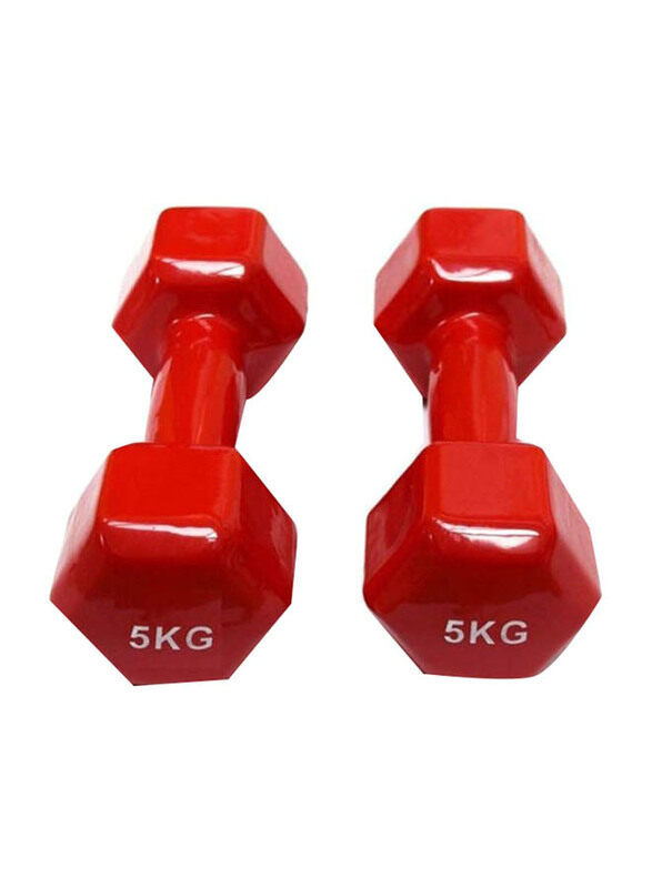 

Generic Vinyl Double Dumbbells Set, 2 x 5 KG, Red