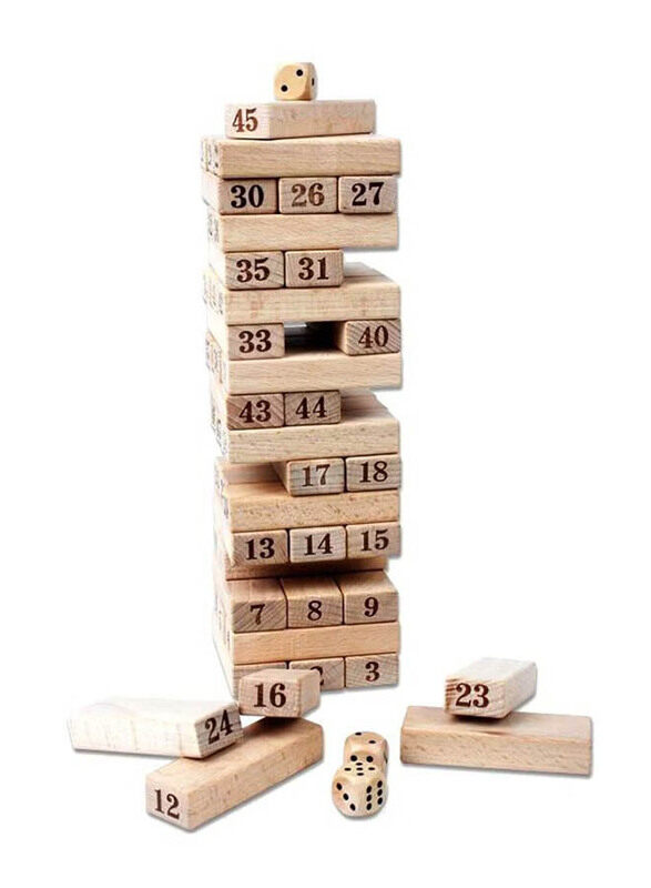 

Generic 51-Piece Beech Wooden Tower Stacking Block Set, Ages 3+, Beige