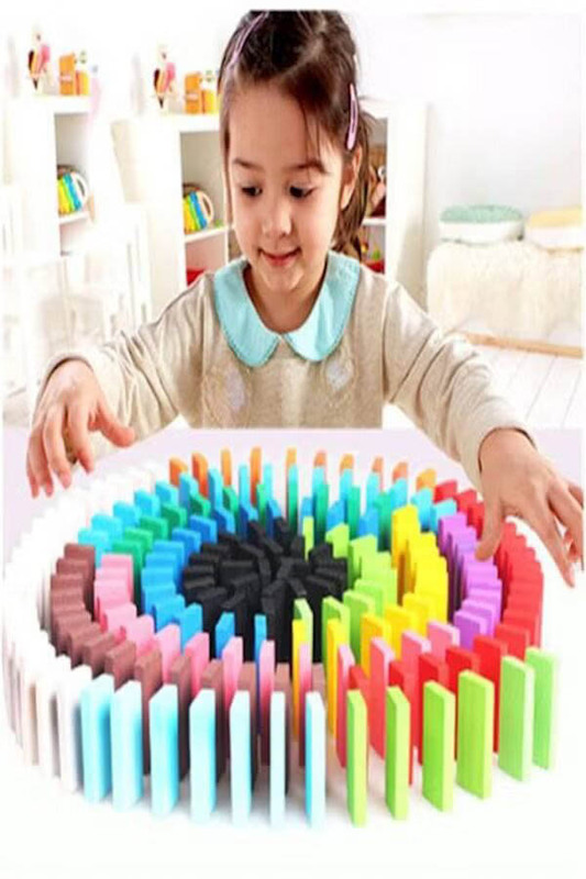 120-Pieces Wooden Dominoes Jeux Bricks Rainbow Colour, Ages 3+, Multicolour