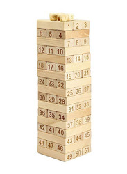 51-Piece Wooden Beech Game Stacking Blocks Set, Ages 4+