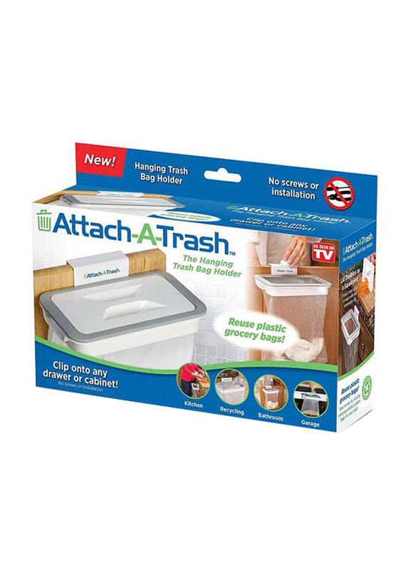 Attach A Trash Hanging Trash Bag Holder, White