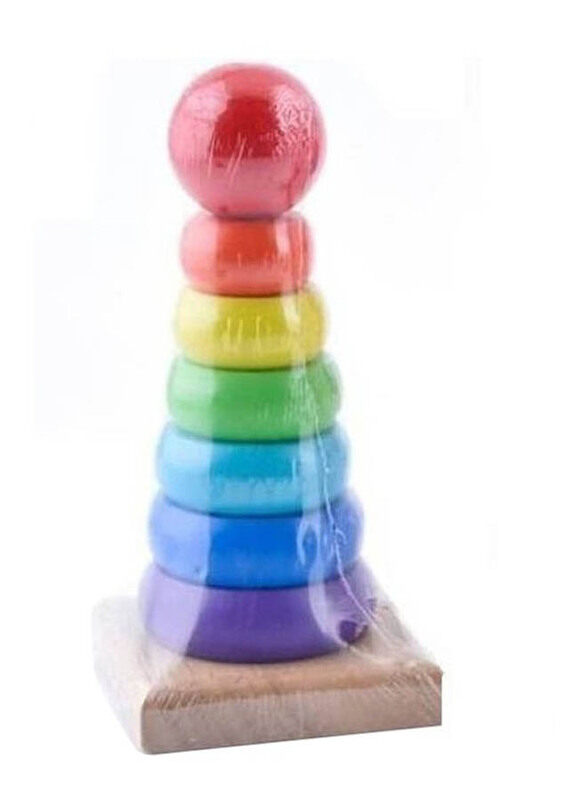 

Fashionhome Wood Rainbow Tower Stacking Stack Ring Toy, Multicolour