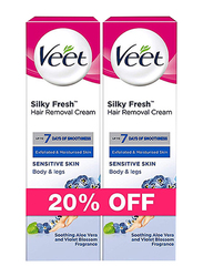 Veet Silky Fresh Hair Removal Cream Set for Sensitive Skin, 100gm, 2 Pieces