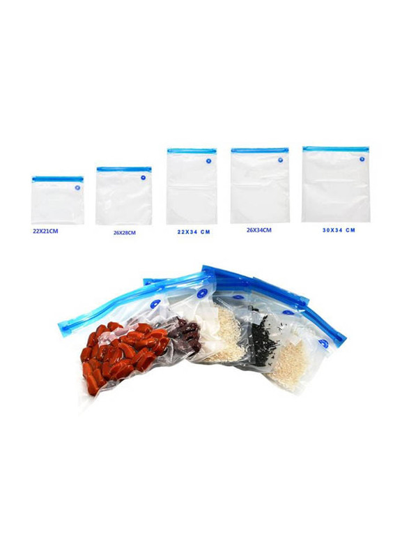 5-Piece Vacuum Storage Bags Set, Clear/Blue