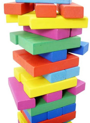 48-Piece Wooden Jenga Block, Ages 3+, Multicolour