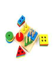 17-Piece Wooden Shape Shorter Puzzle Block, Multicolour