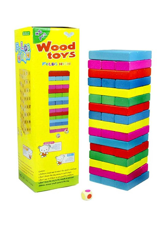 

Generic Wooden Coloured Tumbling Tower Toys With Dices Set, 48 Pieces, Ages 3+