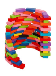 Rainbow Dominoes Wooden Blocks, 120 Pieces