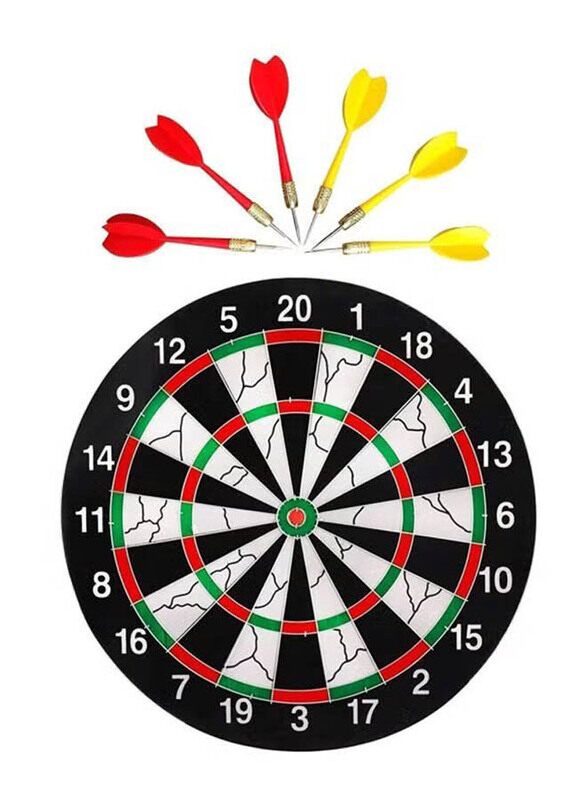 

Prime Deals 17-inch Double Faced Folding Dart Board with 6 Needle Set, 7 Pieces, Multicolour