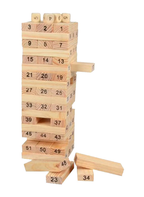 Wooden Tower Hardwood Building Blocks Toy, 54 Pieces, Ages 3+