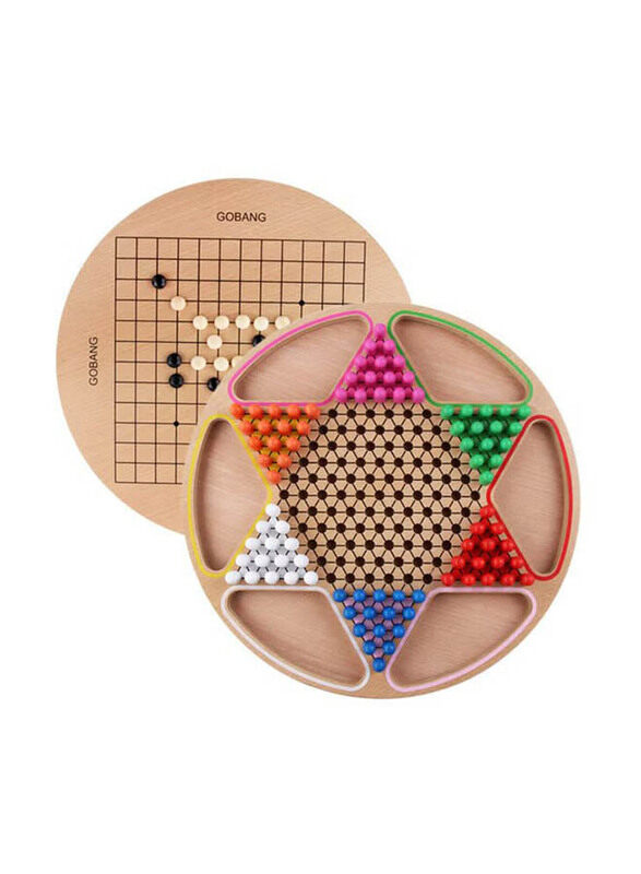 2-In-1 Chinese Checker Wooden Board Game Set, Ages 3+