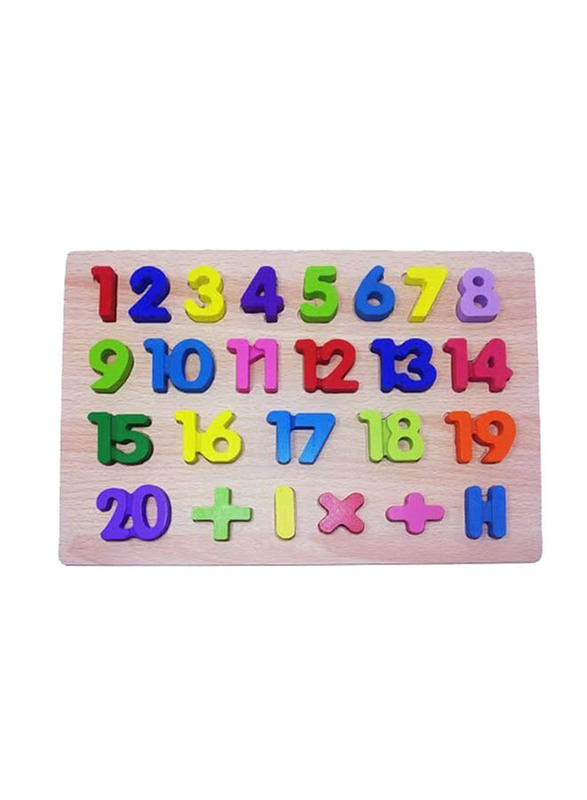 Webby Wooden Numbers Puzzle Toy, Ages 3+, Multicolour