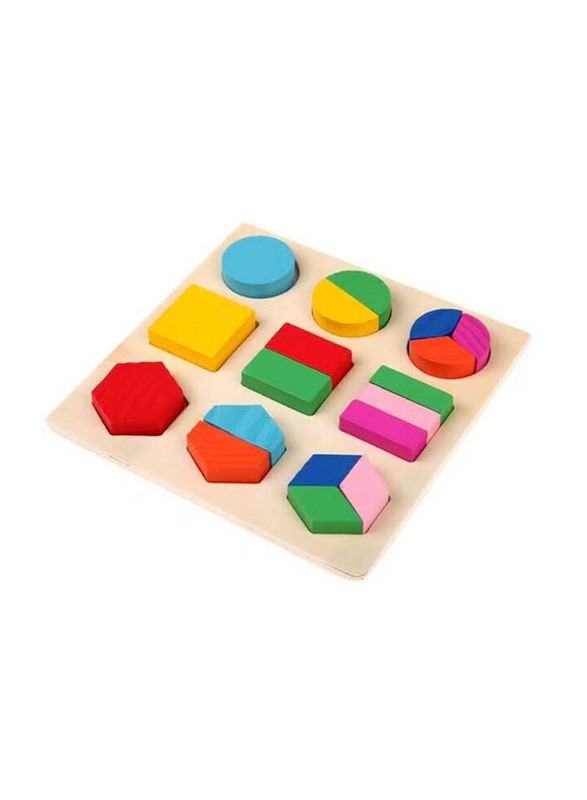 BJM Wooden Fraction Shape Puzzle Toy, Ages 3+, Multicolour