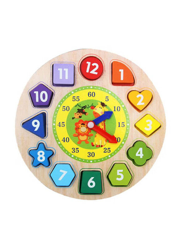 

Generic Digital Geometry Clock Wooden Blocks Toy, Ages 3+