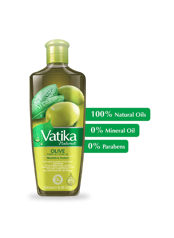 Vatika Naturals Olive Enriched Hair Oil for All Hair Type, 200ml