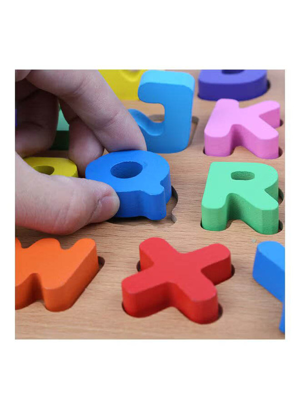 Alphabet & Numbers Wooden Educational Puzzle Board, Multicolour