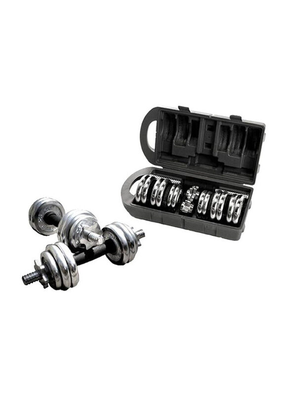 

Emfil Chromed Dumbbell Set With Carrying Case, 2 x 15 KG, Silver/Grey