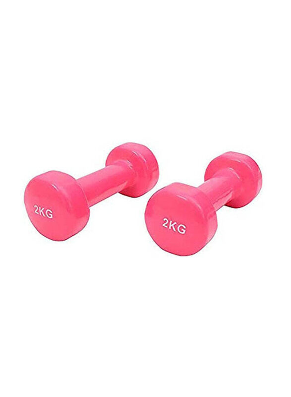 

Generic Classical Head Vinyl Dumbbell Set, Ls2001, 2 KG, Pink