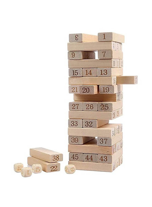 Jenga Wiss Stack Brain Teaser Toy Set, 54 Pieces, Ages 4+, 7.5 x 24cm, Beige