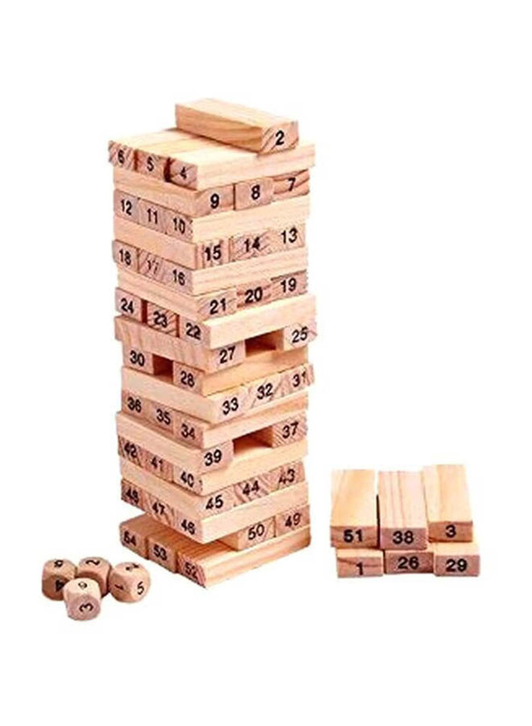 Shy-Shy Wooden Blocks Tumbling Stacking Game, Brown, Large, Ages 3+